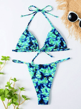 Conjunto de bikini estilo halter con estampado psicodélico